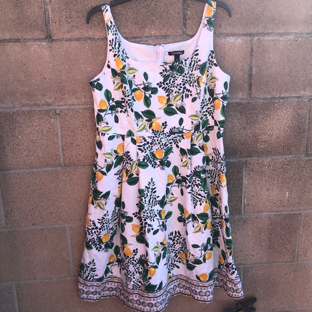 Roz & Ali Dress Sz 14 Lemons Leaves summer
